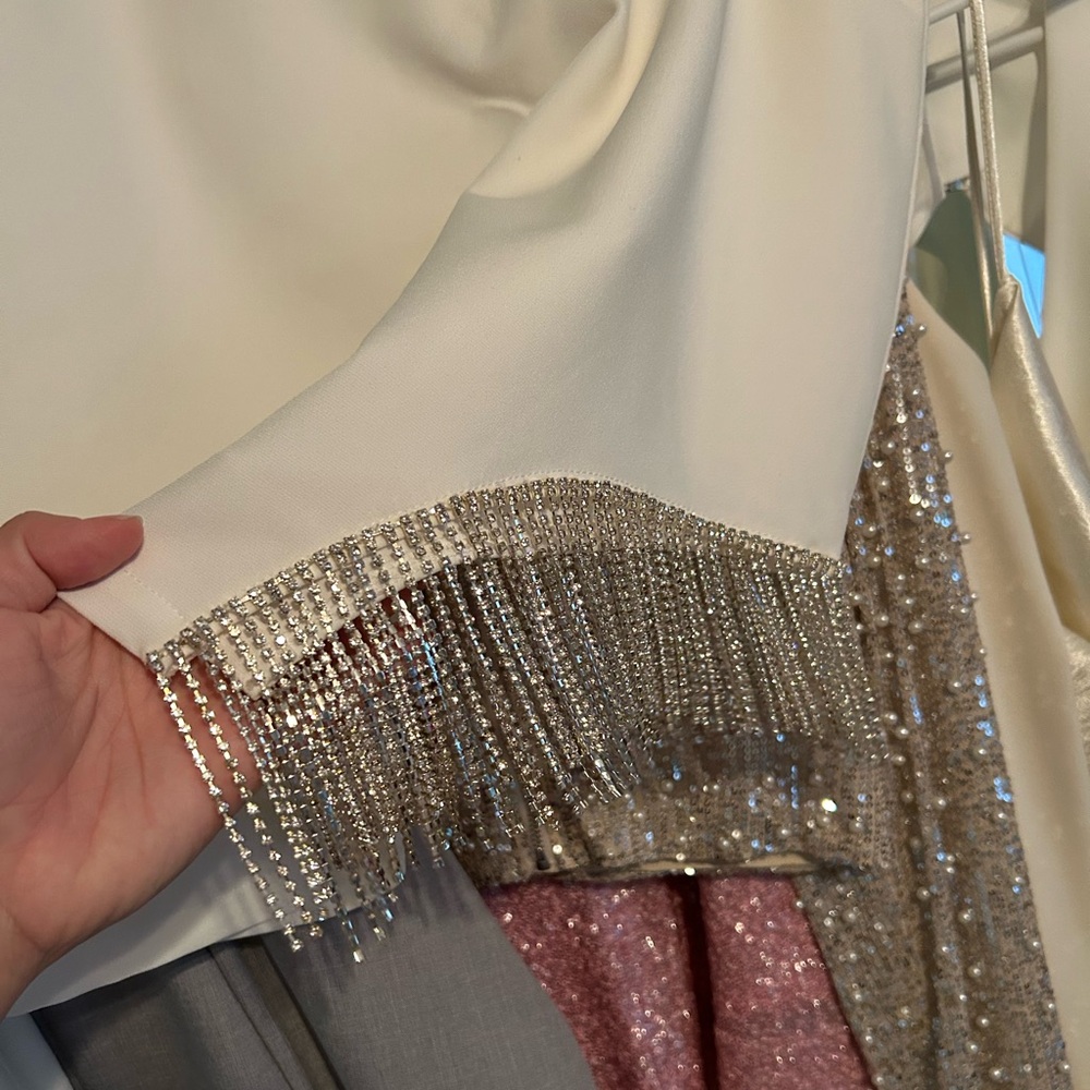 White Rhinestone Mini Skirt - Picture 2 of 4